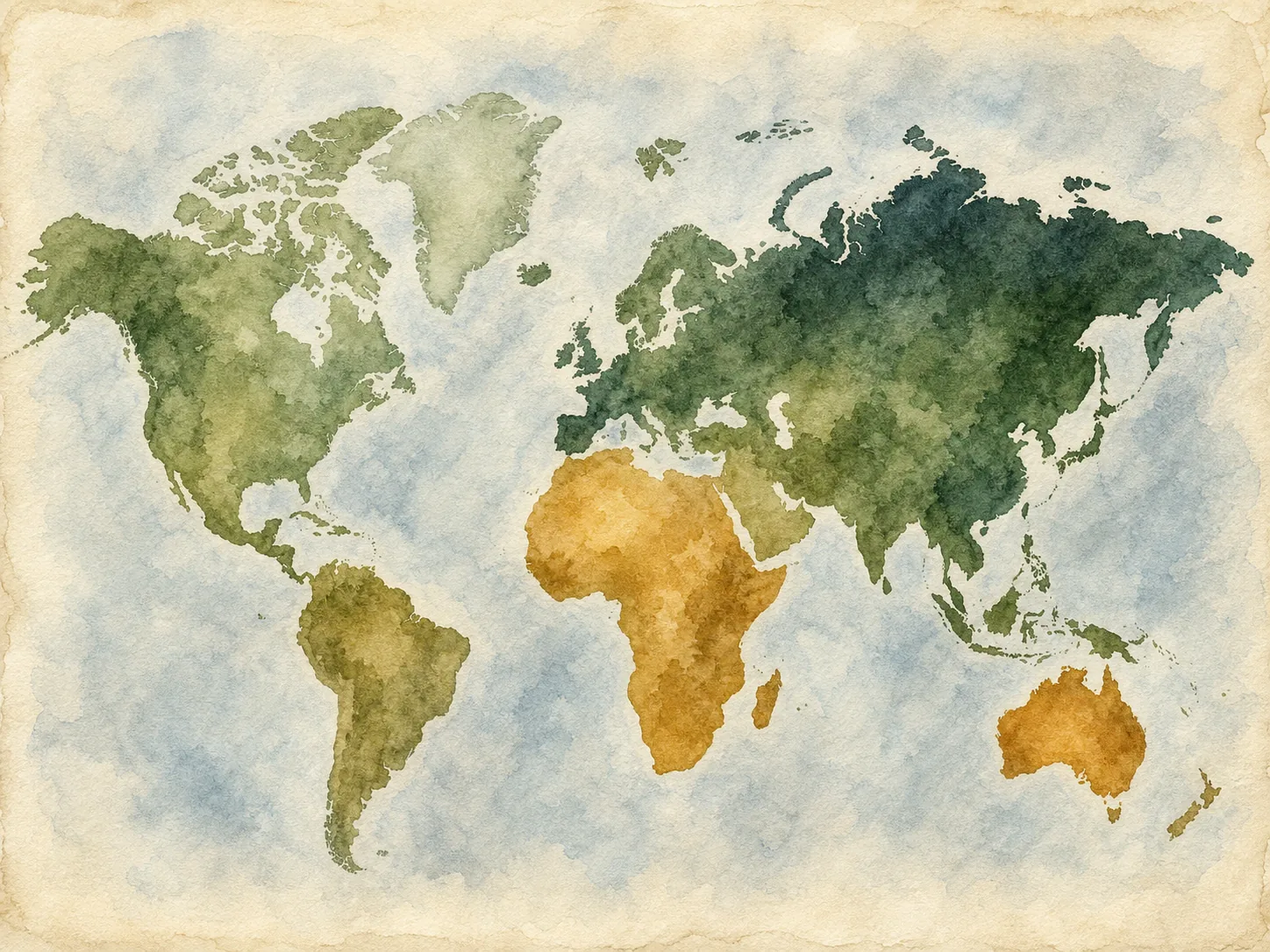 世界地图 · 水彩插画